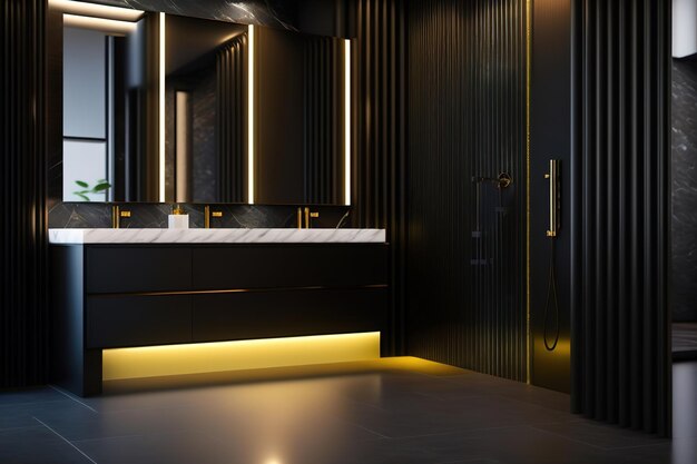 Beautiful bathroom interior in dark colors