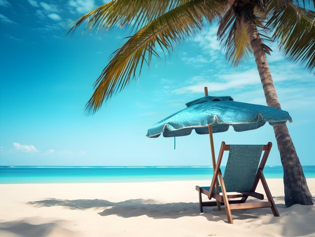 Photo beautiful beach chairs on the sandy beach near the sea summer holiday and vacation concept