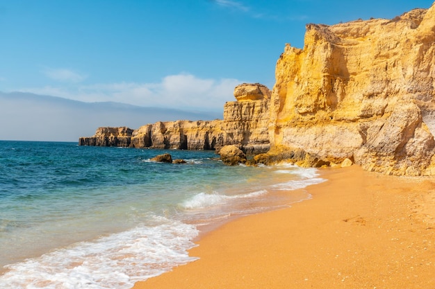 Beautiful beach in summer at Praia da Coelha Algarve Albufeira Portugal