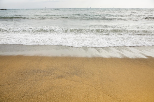 Beautiful beach Summer sand and sun Vacation concept Travel and holiday photo Barceloneta in the city