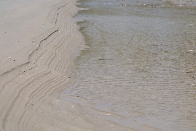 The beautiful beach Tidal water stream on the beach