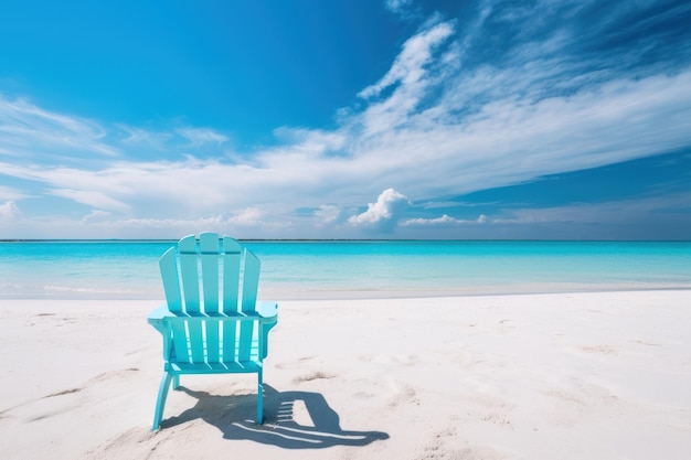 Beautiful beach and white sand with beach chair