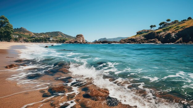 Beautiful beach with a clear blue sky