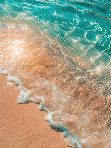 Beautiful beach with large wave crashing onto shore