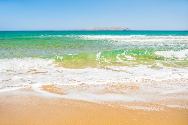 Beautiful beach with turquoise water and white sand. Crete island, Greece