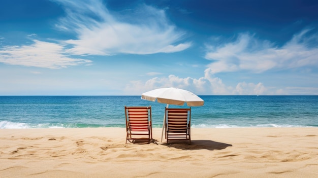 Beautiful beach with two beach chairs