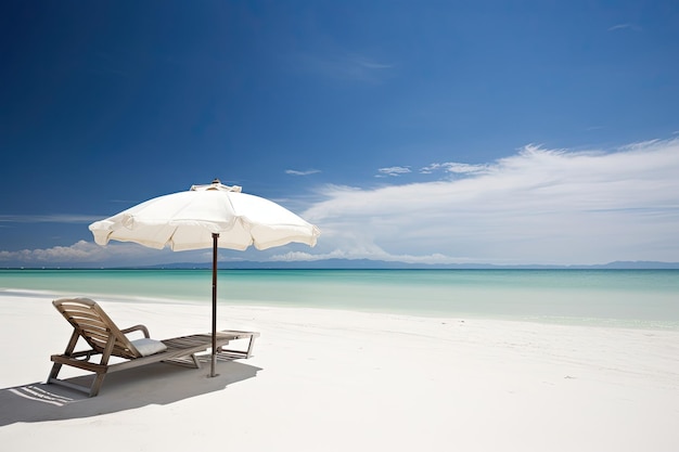 Beautiful beach with white sand chairs and umbrella beautiful beach landscape