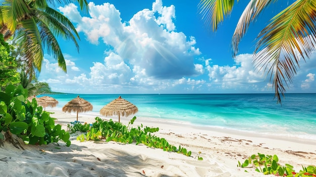 Beautiful beach with white sand turquoise ocean and beach