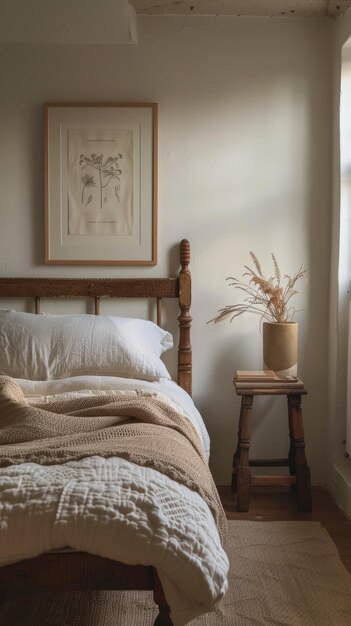 Photo a beautiful bedroom with a neutral color palette