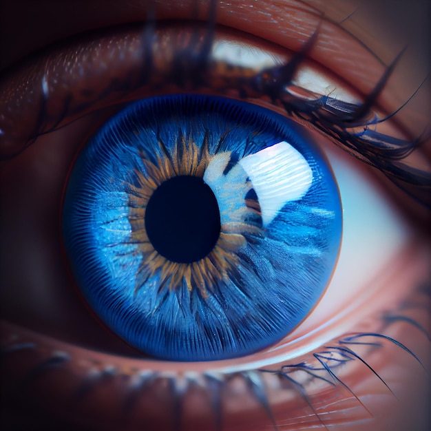 Beautiful Big Blue Eyes Macro Illustration Generative AI