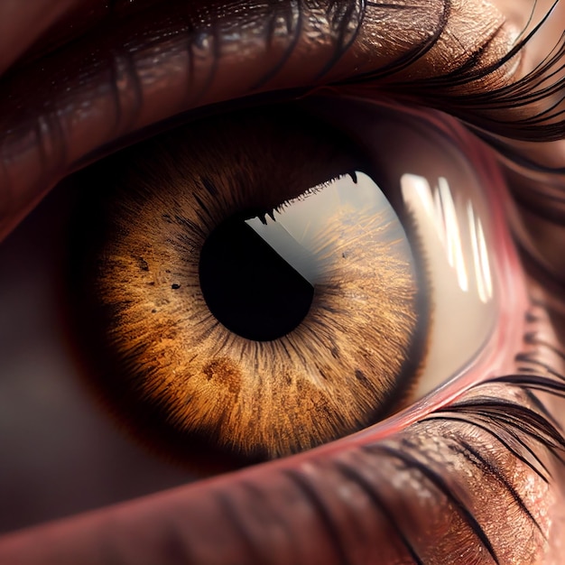 Beautiful Big Brown Eyes Macro Illustration Generative AI