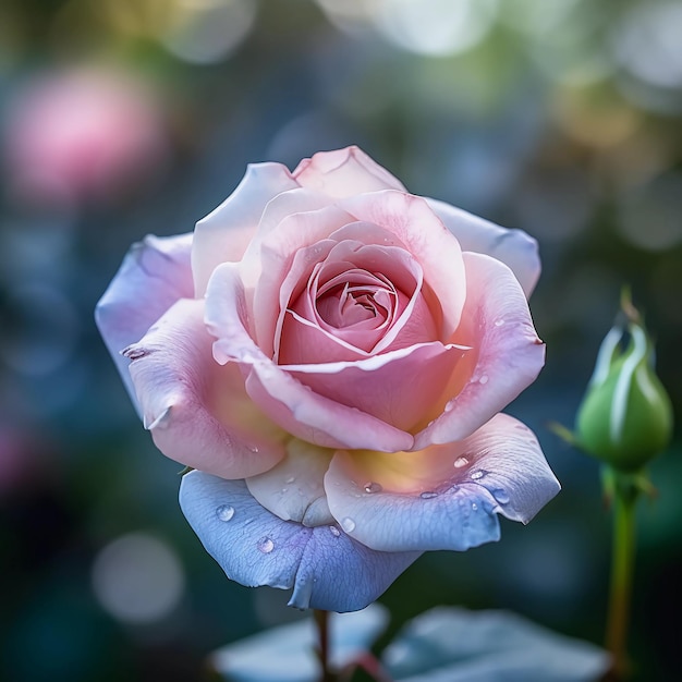 a beautiful and big pink and blue rose