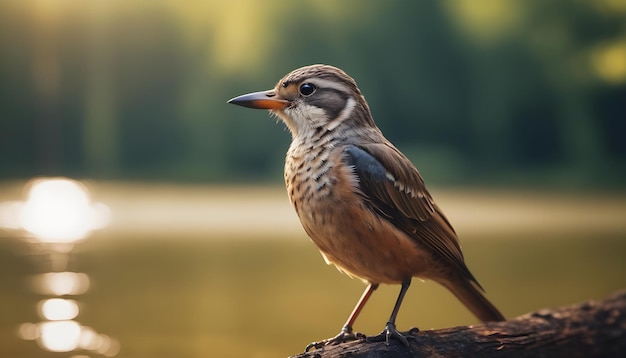 A beautiful bird drink water from the lake in forrest background AI Generated AI Generative