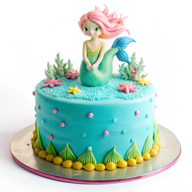 Photo beautiful birthday cake mermaid