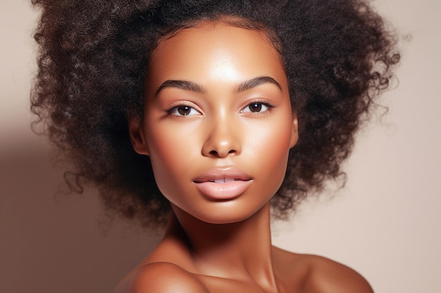 Beautiful black african american woman natural beauty skincare concept