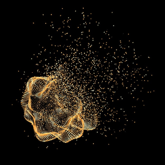 Beautiful black background with golden glitter. 3d illustration, 3d rendering.