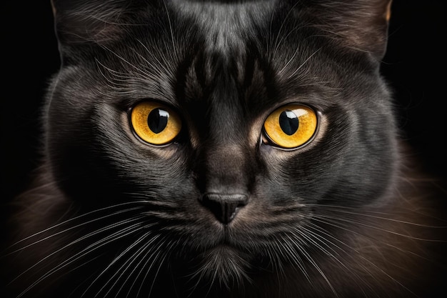 A beautiful black cat looking straight into the camera Generative AI