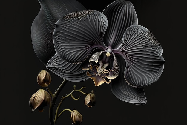 Beautiful black flower orchid AI