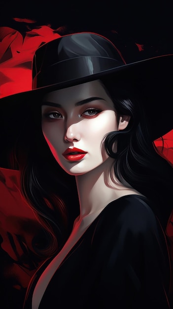 A beautiful black hat is shown in a stylized way