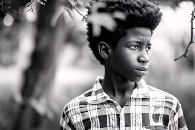 beautiful black teen with serious expression with power pose, black lives matter campaign