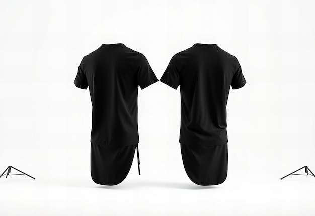 Photo beautiful black tshirt template front and back on a white background