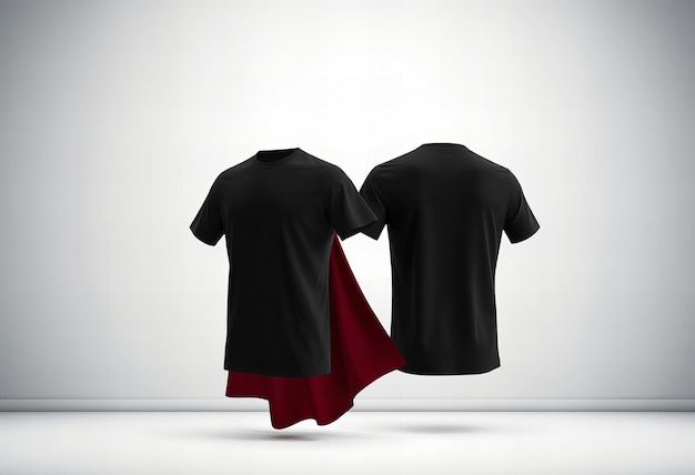 Photo beautiful black tshirt template front and back on a white background