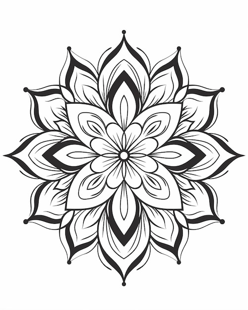 Photo beautiful black and white mandala drawing