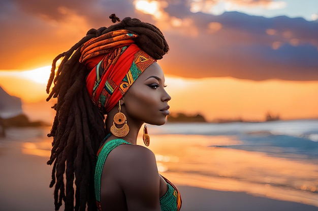 Beautiful Black Woman on the Beach