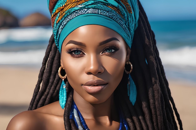 Beautiful Black Woman on the Beach