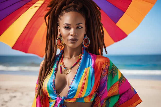 Beautiful Black Woman on the Beach