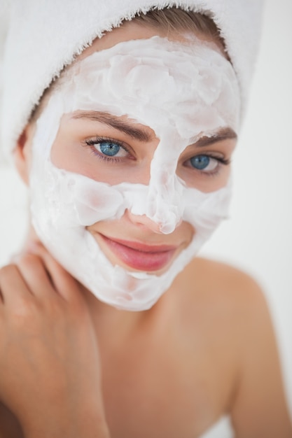 Beautiful blonde getting a facial treatment