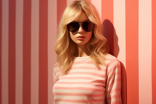 Beautiful Blonde Girl Shades and Sunglasses Generative AI