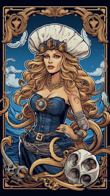 A beautiful blonde pirate woman with no hat Ai generated art