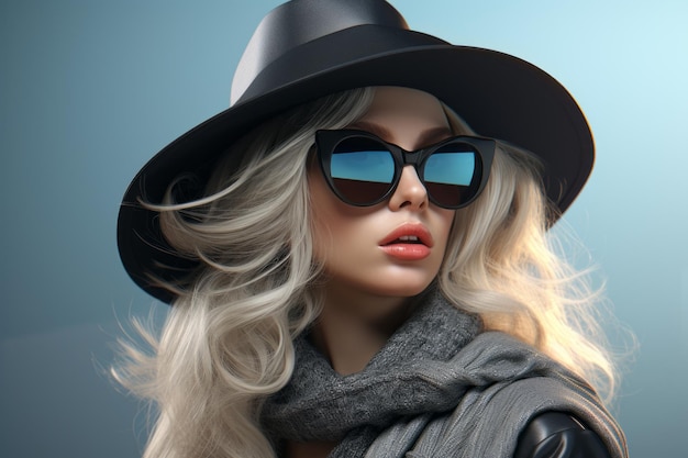 a beautiful blonde woman wearing a hat and sunglasses