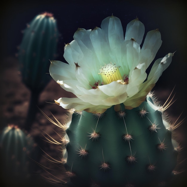 beautiful blooming cactus close up view generative ai