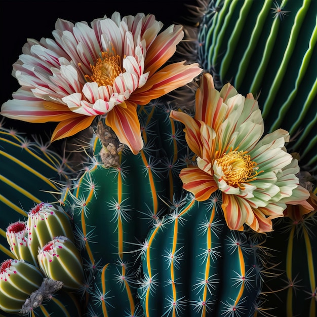 beautiful blooming cactus close up view generative ai