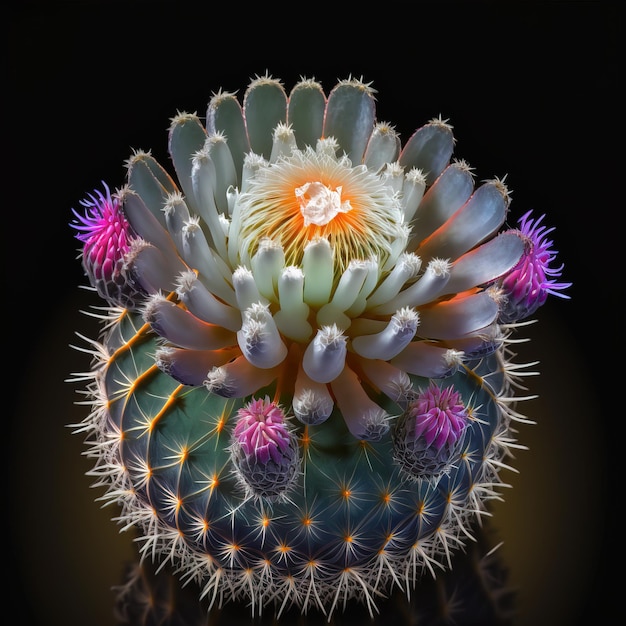 beautiful blooming cactus close up view generative ai