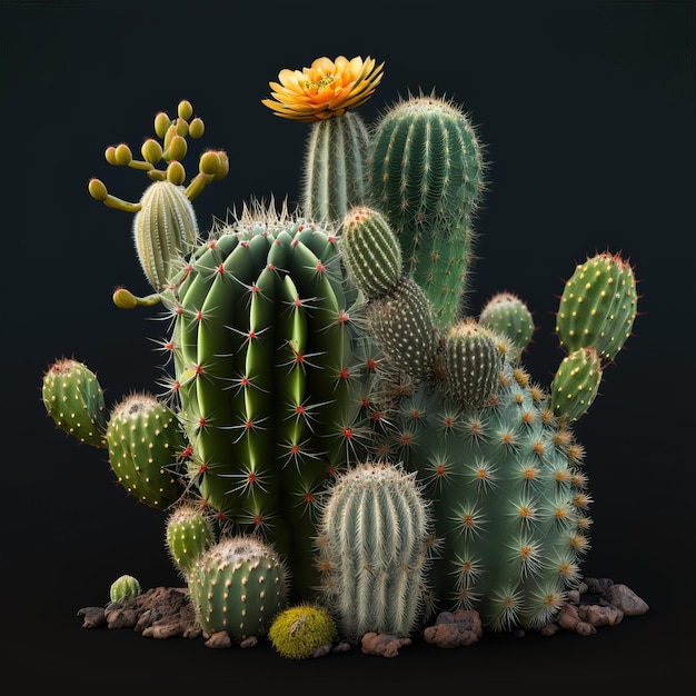 beautiful blooming cactus close up view generative ai