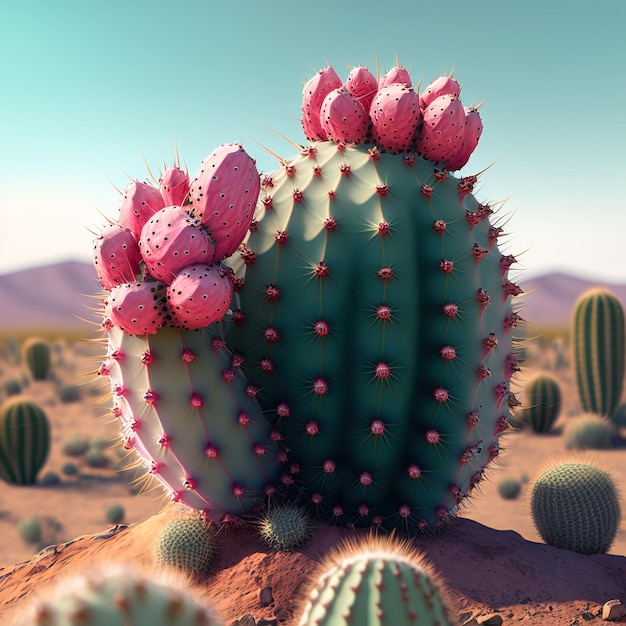 beautiful blooming cactus close up view generative ai