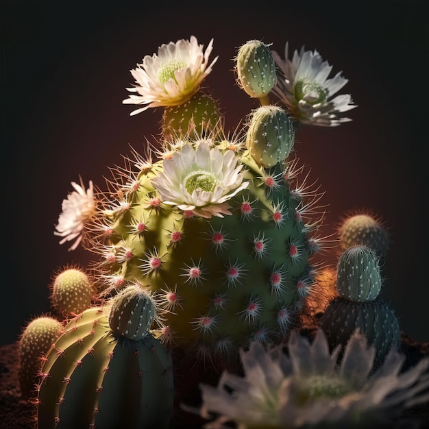 beautiful blooming cactus close up view generative ai