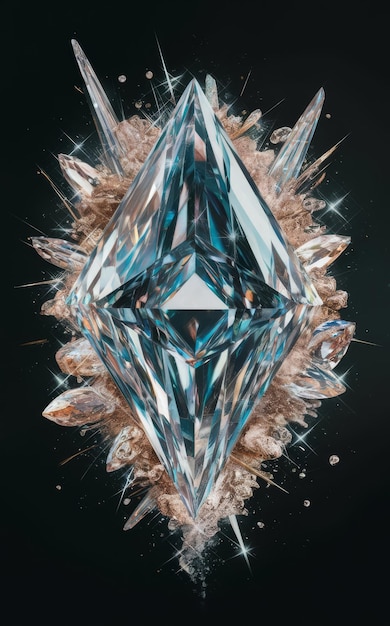 Beautiful blue diamond on a black background Closeup