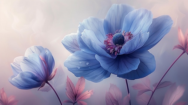 Beautiful blue flowers Floral background Toned image