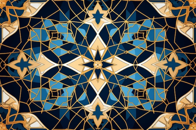 Beautiful Blue and Gold Arabic Patterns decorative pattern islamic wallpaper