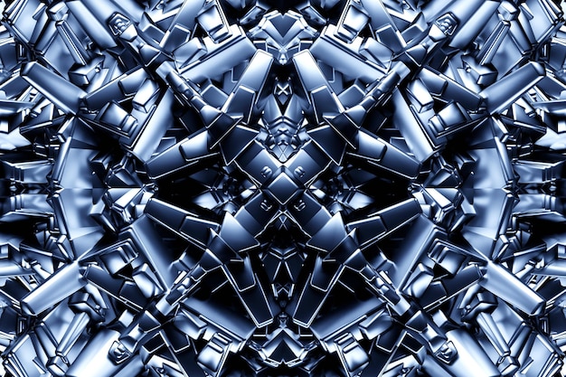 Beautiful blue kaleidoscope texture Unique kaleidoscope design digital abstract pattern 3D illustration