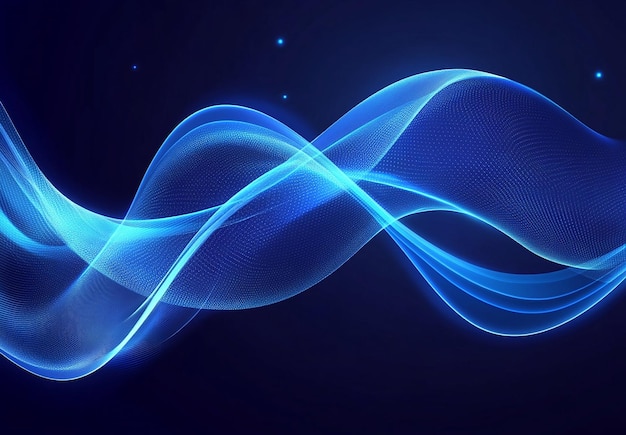 Beautiful blue neon wave background