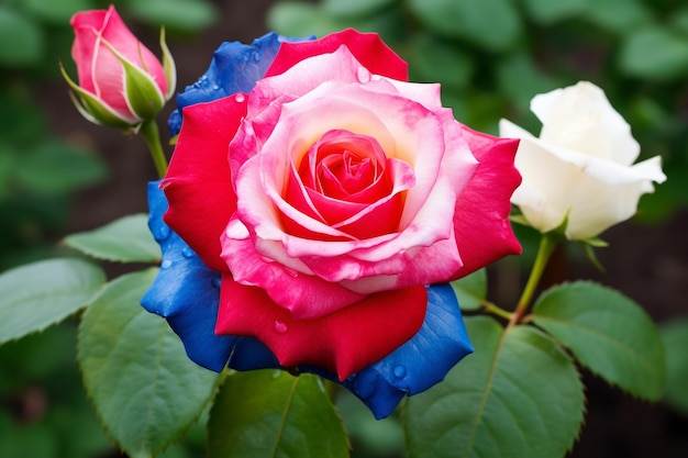 A beautiful blue and red rose flower