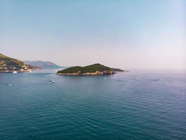 Beautiful blue sea islands archipelago in Croatia aerial seascape