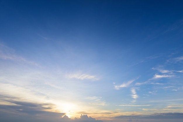 Beautiful blue sky and puffy white cloud background