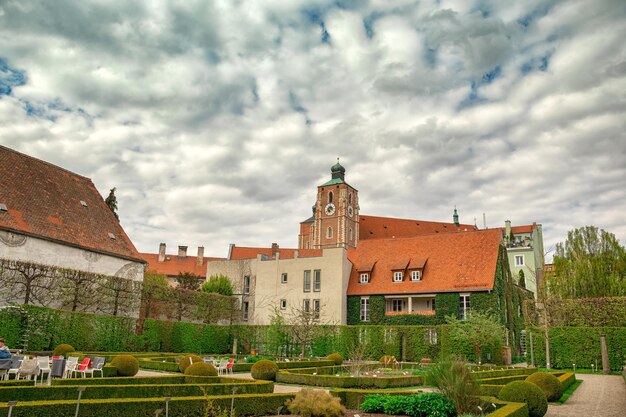 Beautiful blue sky with clouds summer view of Ingolstadt Bavaria