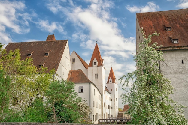 Beautiful blue sky with clouds summer view of Ingolstadt Bavaria